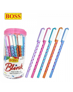 Boss Blink #Pink Heart Ball Pen #Blue x 50's (2 PKT)