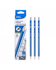 Deli Graphite Pencil EC001-2B #Triangle x 12's (6 PKT)