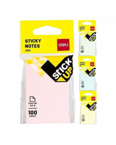 Deli Sticky Note #EA01202 3x2in x 100Sheets 1 Color x 12's (2 PKT)