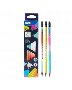 Deli Wood Free Pencil EC020-HB #Triangle x 12's (6 PKT)