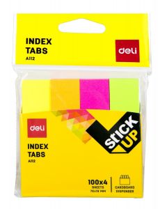 Deli 4 Color Index Tabs 3" #100Sheets x 4's (12 PKT)