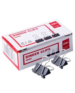 Deli Binder Clips #Black 15MM x 12's (30 PKT)